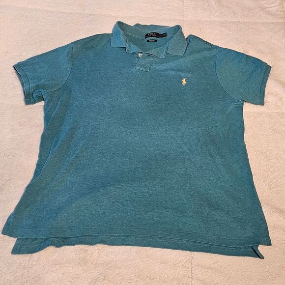 Polo By Ralph Lauren Pique Polo T Shirt Turquoise Aquamarine Size Large. - Picture 2 of 5